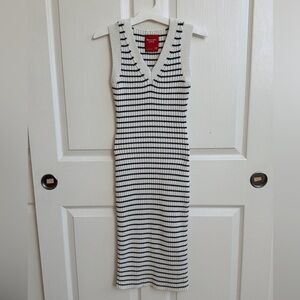 Abercrombie & Fitch Black and White Striped Midi Dress
